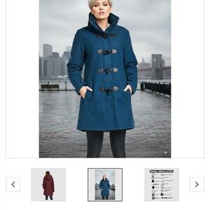 Mia Melon Dana Teal Hooded Toggle Rain Coat